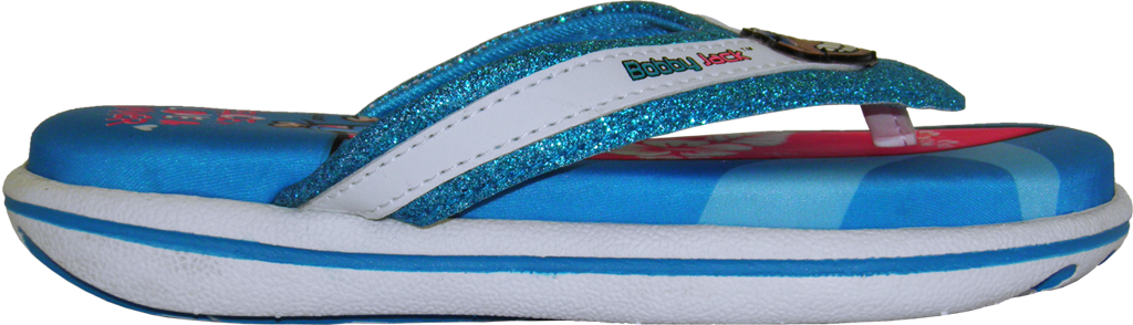 Peace-Love-Summer Memory Foam Thongs (Blue Side View)